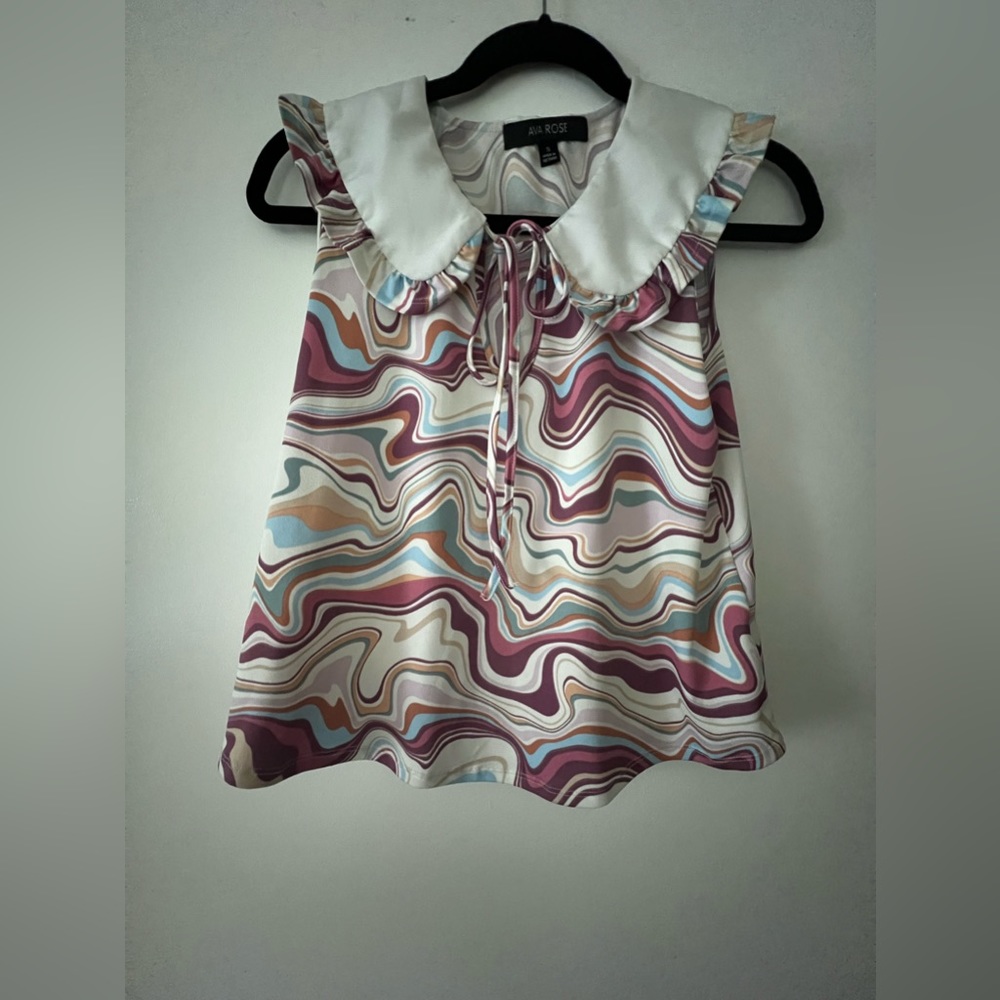 AVA ROSE BLOUSE | MARBLE SWIRL | SIZE S - Picture 2 of 6